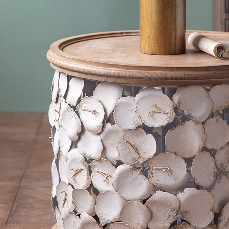 Tavolo laterale accento a forma di tamburo in legno e in metallo tavolo d'angolo in stile rustico