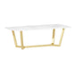 Rectangle Trestle Dining Table Glam Faux Marble Table for Dining Room Kitchen