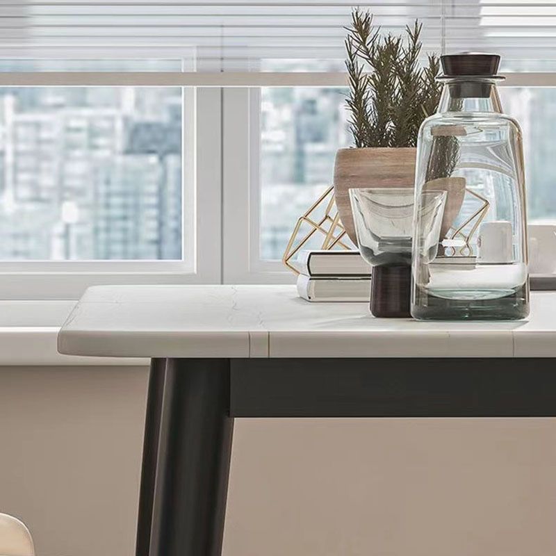 Industrial Style Black Metal Bar Table Faux Marble Rectangle Top Indoor Table with 4 Legs Clearhalo 'Bar Furniture' 'Bar Tables' 'bar_tables' 'furn' 'furn_bar_tables' 'Furniture' 'furniture_bar_tables' 'Kitchen & Dining Furniture' 'kitchen&dining_furn' 'kitchen' 1200x1200_eaa2e4f9-421a-4d1c-be99-a8a49bf54762