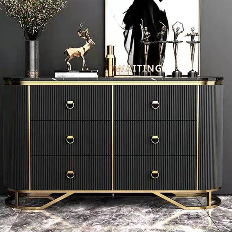 Sideboard in stile glam con tavolo da tavolo a buffet a 6 cassetti per la sala da pranzo