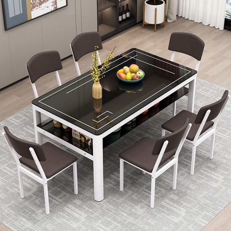 Glass Modern Rectangle Dining Table Glass Top Table for Dining Room and Kitchen Clearhalo ' dining_table' 'Dining Tables & Seating' 'Dining Tables' 'furn' 'furn_dining_table' 'Furniture' 'furniture_dining_table' 'Kitchen & Dining Furniture' 'kitchen&dining_furn' 'kitchen' 'kitchen_dining_table' 1200x1200_eaa6766b-30f9-474b-b5f3-ef34ec5f1e9d