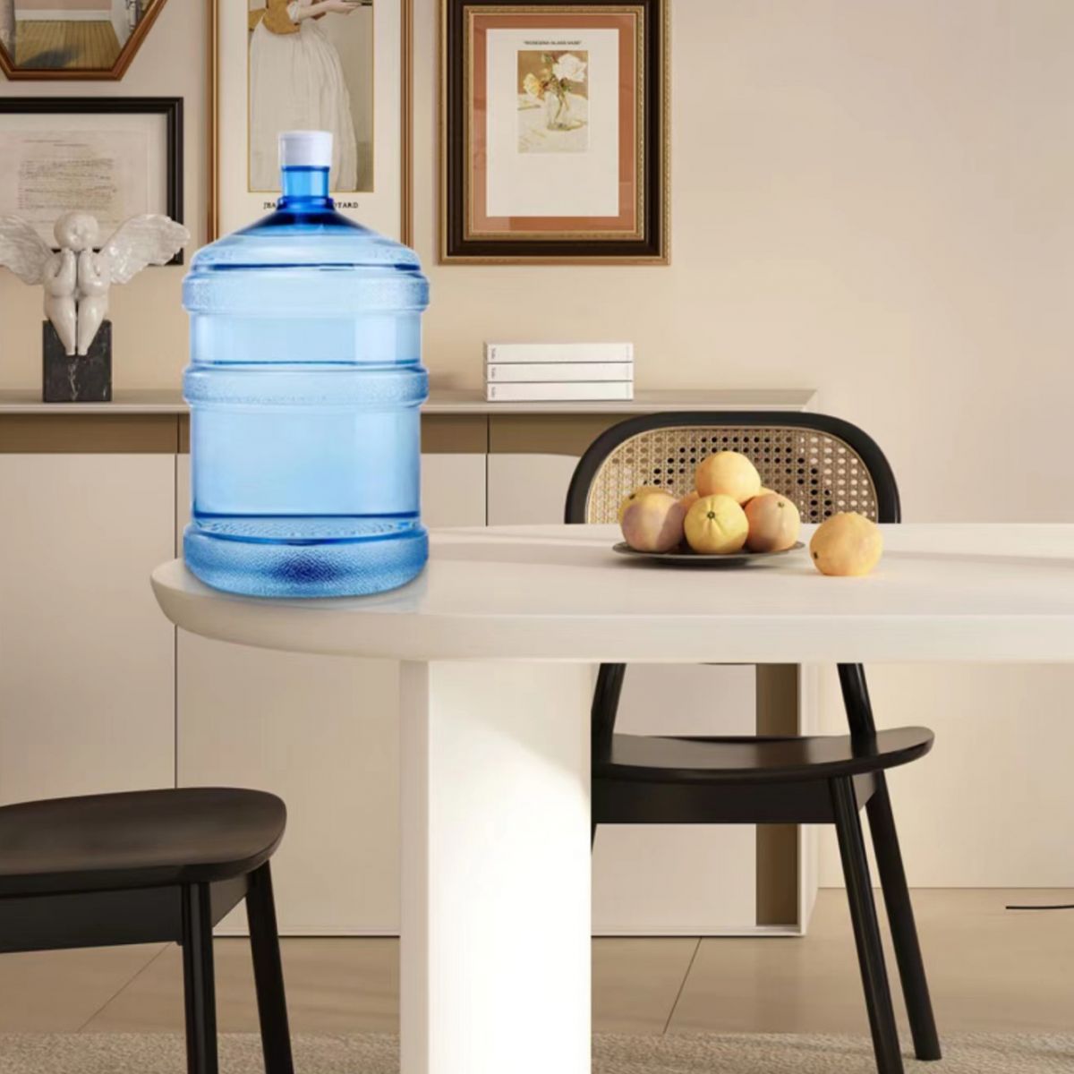 White Solid Wood Table Oval Dining Room Table with Double Pedestal