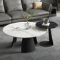Modern Black and White Coffee Table Round Slate and Metal Table