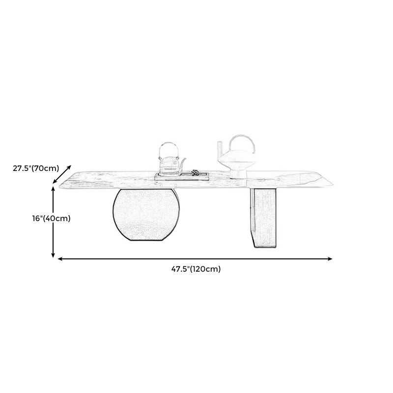 Mesa de centro rectangular de mármol blanco Mesa de cóctel redonda moderna