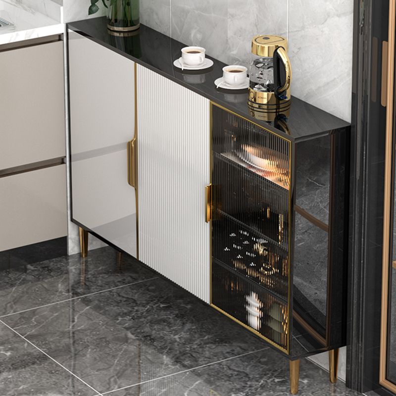 Gabinetto del server glam in legno di porta di vetro con spazio per la sala da pranzo