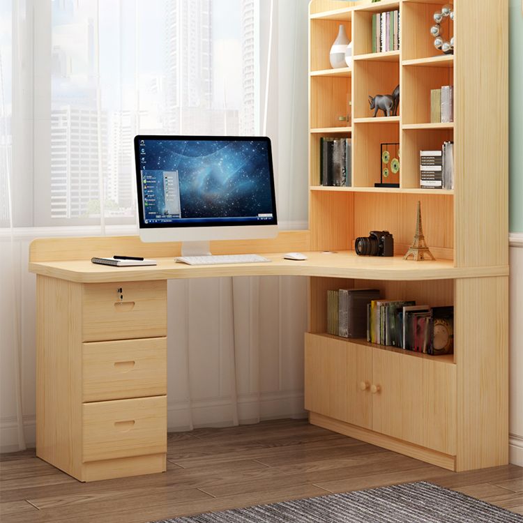 Distanza di libreria con angolo in legno massiccio moderno da 29,5 pollici per la scrivania per la casa