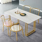 Glam Rectangle Dining Table Set 1/4/5/7 Pieces Dinette Set with White Stone Top