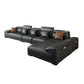 Modern Adjustable Sectional in Black Pillow Top Arm Sectional