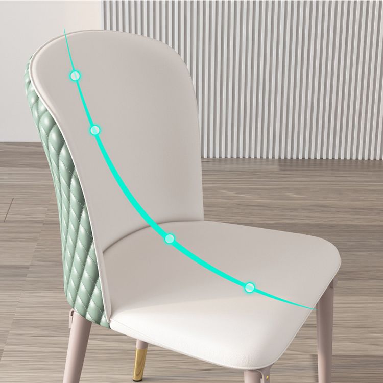 Leather Dining Side Chair Scandinavian Style Armless Solid Back Chairs