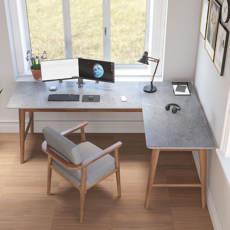 Scrivania per uffici di pietra contemporanea scrivania a l-forma per ufficio