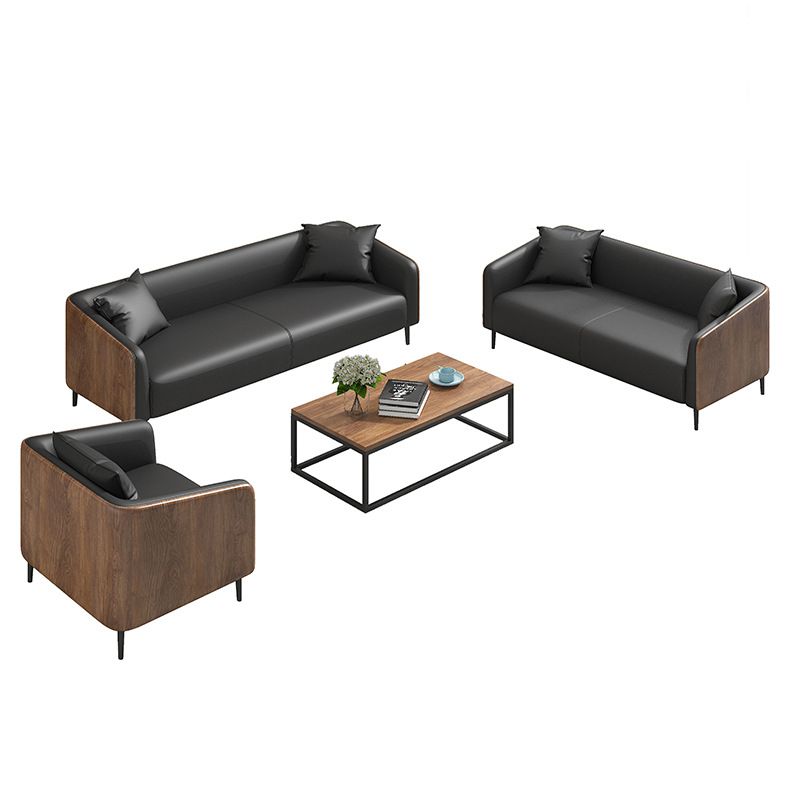 Modern Faux Leather Sofa Tuxedo Arm Tight Back Sofa in Grey/black Clearhalo 'furn' 'furn_sofas' 'Furniture' 'Living Room Furniture' 'Sofa' 'sofas' 1200x1200_eab242f3-6c52-4420-8c89-aca995c42485