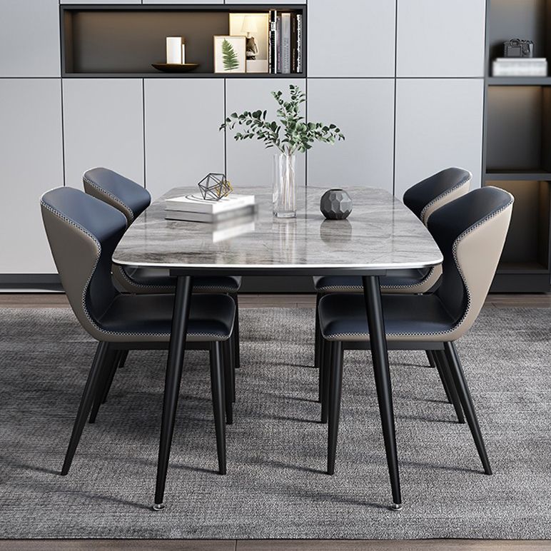 Modern Gray Standard Dining Set Rectangle Shape Sintered Stone Dining Set with 4 Legs Table Clearhalo 'Dining Room Sets' 'Dining Tables & Seating' 'dining_room_set' 'furn' 'furn_dining_room_set' 'Furniture' 'furniture_dining_room_set' 'Kitchen & Dining Furniture' 'kitchen&dining_furn' 'kitchen' 1200x1200_eab2494c-e7da-4854-a2bf-6cf537e4e3ec