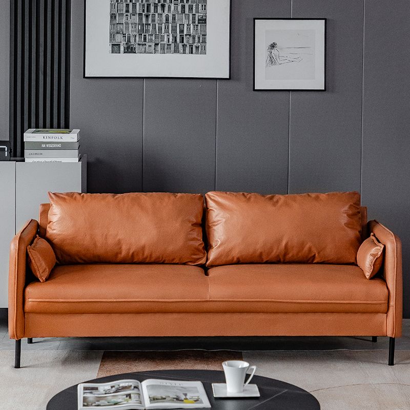 Faux Leather Sofa 29.92" High Scandinavian Square Arm Sofa for Living Room Clearhalo 'furn' 'furn_sofas' 'Furniture' 'Living Room Furniture' 'Sofa' 'sofas' 1200x1200_eab25d7a-a299-4b76-9d9c-5158d069e205