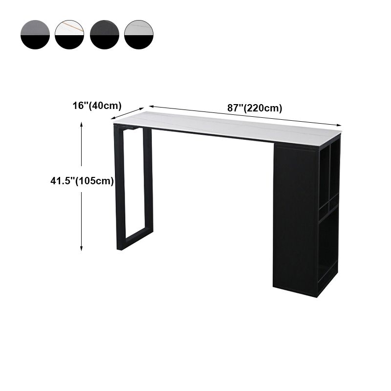 Gray White and Black Modern Style Bar Table in Marble and Metal Milk Tea Shop Bar Table Clearhalo 'Bar Furniture' 'Bar Tables' 'bar_tables' 'furn' 'furn_bar_tables' 'Furniture' 'furniture_bar_tables' 'Kitchen & Dining Furniture' 1200x1200_eab43480-051d-4ade-ab2b-3282fab87b5c