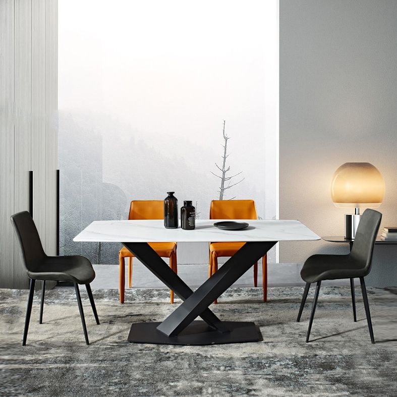 Contemporary Rectangle Shape Kitchen Dining Table Sintered Stone Dining Table with Pedestal Base Clearhalo ' dining_table' 'Dining Tables & Seating' 'Dining Tables' 'furn' 'furn_dining_table' 'Furniture' 'furniture_dining_table' 'Kitchen & Dining Furniture' 'kitchen&dining_furn' 'kitchen' 'kitchen_dining_table' 1200x1200_eab5037d-197f-4ee3-be9f-fce0f634fe3a