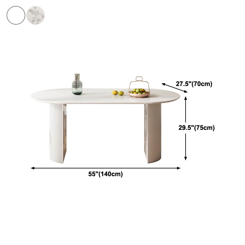 Contemporary White Standard Dining Table Kitchen Dining Table with Double Pedestal Bases Clearhalo ' dining_table' 'Dining Tables & Seating' 'Dining Tables' 'furn' 'furn_dining_table' 'Furniture' 'furniture_dining_table' 'Kitchen & Dining Furniture' 'kitchen&dining_furn' 'kitchen' 'kitchen_dining_table' 1200x1200_eab612d9-b805-41db-9ba3-816af64c15b5