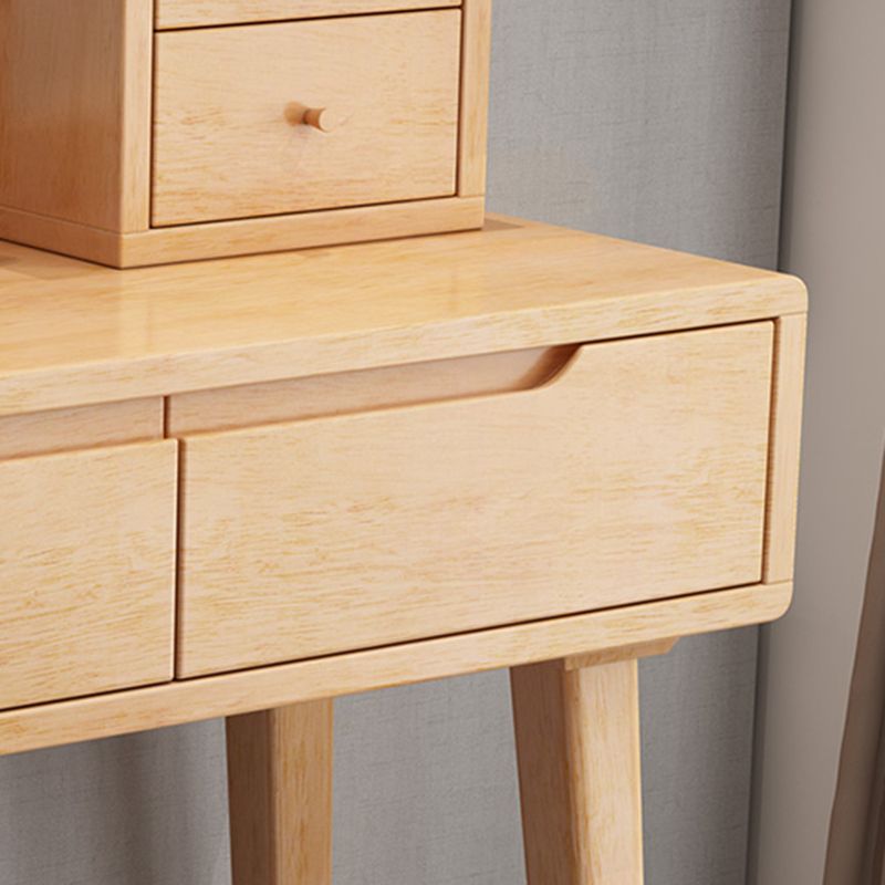 Nordic 4 cajones de maquillaje tocador de maquillaje espejo de madera de madera de madera