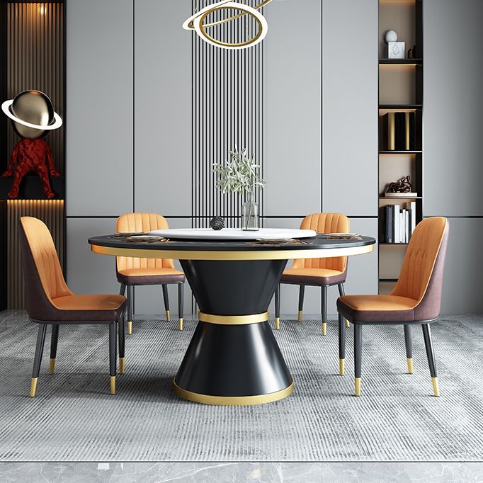 Glam Sintered Stone Top Table Round Kitchen Dining Table with Pedestal Base Clearhalo ' dining_table' 'Dining Tables & Seating' 'Dining Tables' 'furn' 'furn_dining_table' 'Furniture' 'furniture_dining_table' 'Kitchen & Dining Furniture' 'kitchen&dining_furn' 'kitchen' 'kitchen_dining_table' 1200x1200_eab776b7-53cc-43c9-bcdd-40cb52e15283