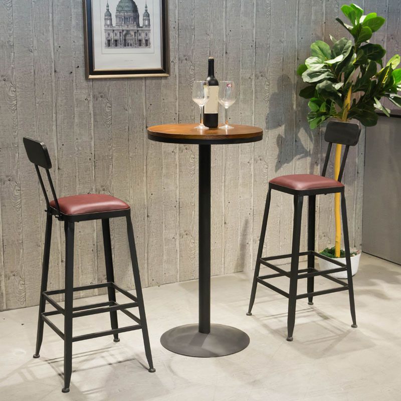 Industrial Circular Solid Wood Bar Table Set 1/2/3/5 Pieces Counter Table with High Stools Clearhalo 'Bar Furniture' 'furn' 'furn_home_bar_bar_sets' 'Furniture' 'Home Bars & Bar Sets' 'home_bar_bar_sets' 'Kitchen & Dining Furniture' 1200x1200_eab89ca3-8ed1-47bc-b41d-117d22bd5d0a