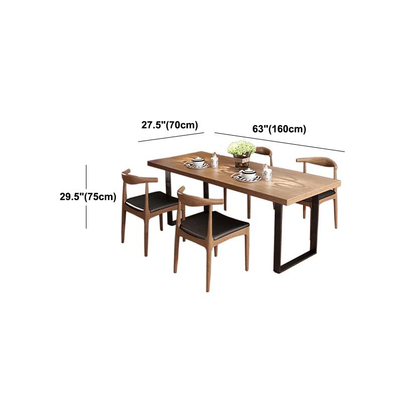 Rectangular Solid Wood Restaurant Dining Table Modern Brown Furniture with Double Pedestal