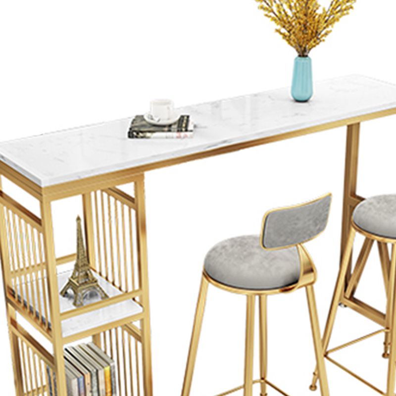 Table à vin de comptoir en marbre avec rangement Table de pub de hauteur de bar blanc de rangement pour boutique