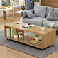 Modern Rectangle Coffee Table 15-inch Wooden Cocktail Table with Storage