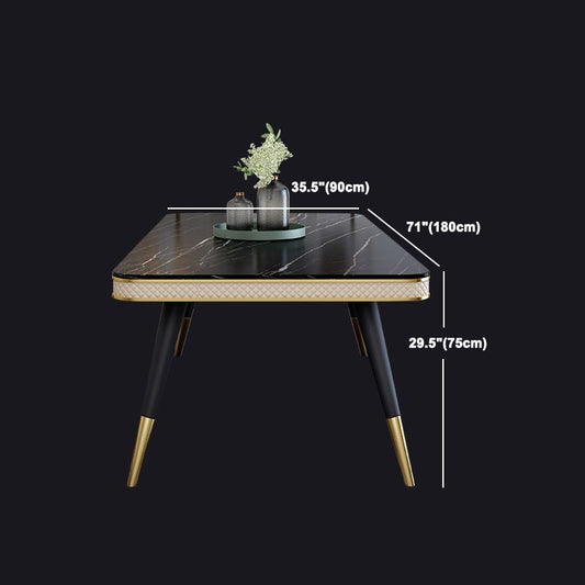 Rectángulo moderno 1/4/5/6/7 Piezas Juego de mesa de comedor Juego de comedor de piernas negras