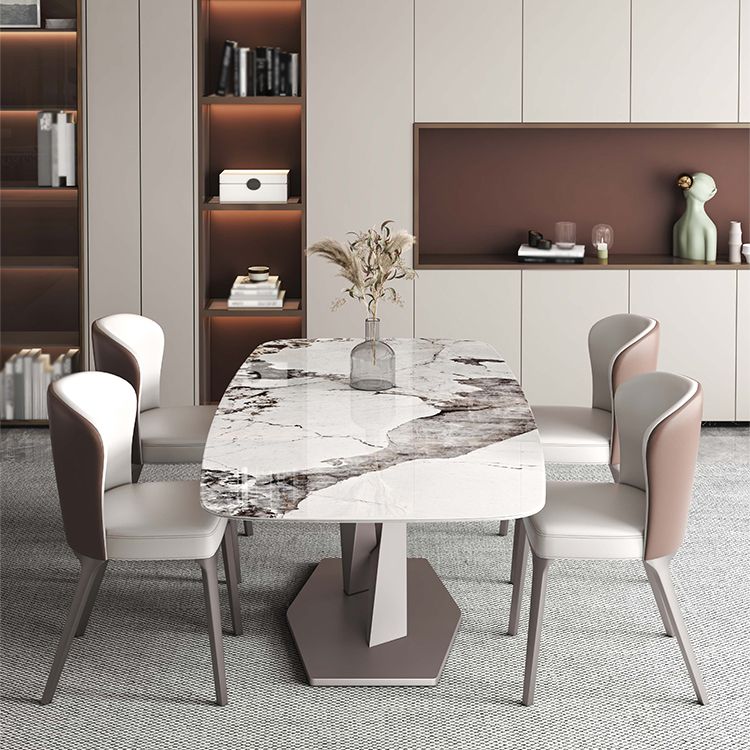 Luxury 1/4/5/6/7 Pieces Dining Set Sintered Stone Dining Table Set with Leather Chairs Clearhalo 'Dining Room Sets' 'Dining Tables & Seating' 'dining_room_set' 'furn' 'furn_dining_room_set' 'Furniture' 'furniture_dining_room_set' 'Kitchen & Dining Furniture' 'kitchen&dining_furn' 'kitchen' 1200x1200_eabc267d-1270-457f-ad67-f5c6d2686561