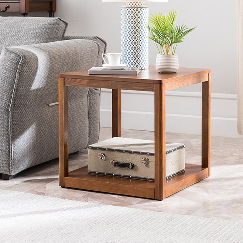 Table de l'extrémité en bois tradiculal Table d'appoint canapé à double niveau pour le salon