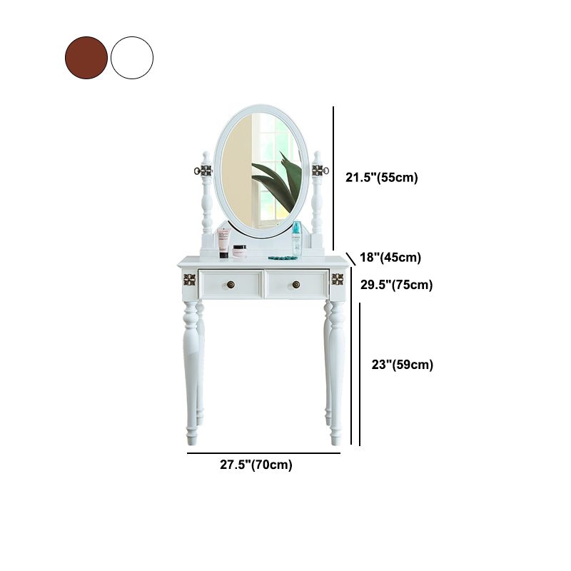 Tradizionale tavolo da banco di vanità per trucco in legno in marrone e bianco per camera da letto