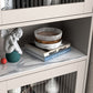 Engineered Glam Wood Bookcase White Standard Shelf with Door