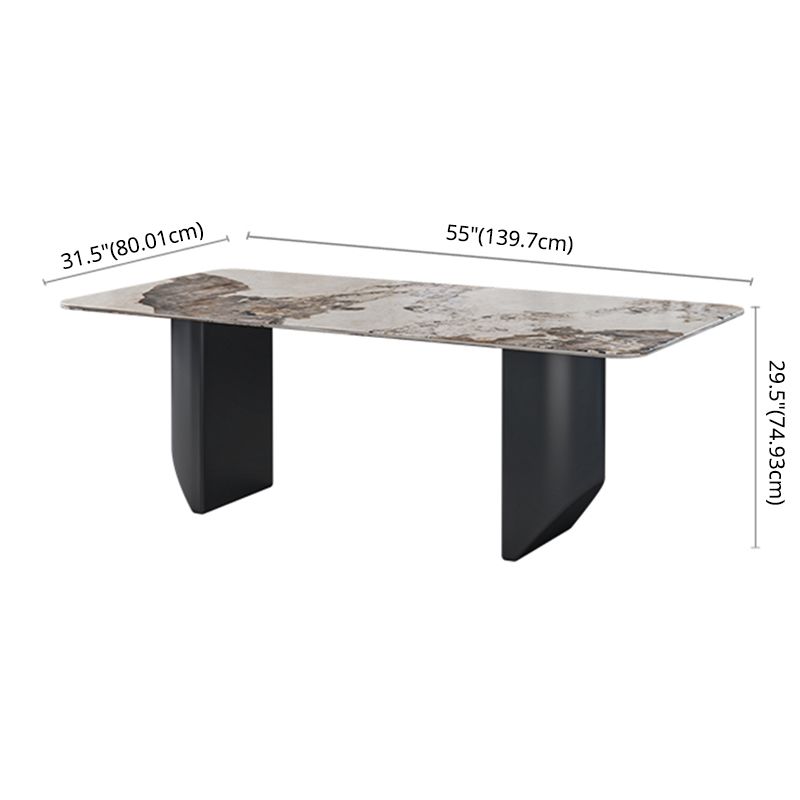 Contemporary Style Dining Set with Sintered Stone Dining Table and Cushion Chairs Clearhalo 'Dining Room Sets' 'Dining Tables & Seating' 'dining_room_set' 'furn' 'furn_dining_room_set' 'Furniture' 'furniture_dining_room_set' 'Kitchen & Dining Furniture' 'kitchen&dining_furn' 'kitchen' 1200x1200_eac087b2-114c-445b-8c90-71e2a8be6392