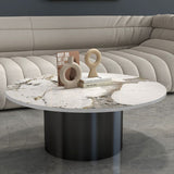Pedestal Cocktail Table Contemporary Slate Top Coffee or End Table