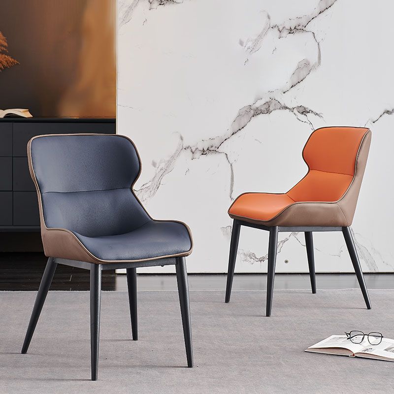 Silla lateral de ala de comedor contemporáneo con patas de metal para cocina