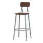 Modern Style Iron Barstool Solid Wood Seat Bar Chair with Backrest