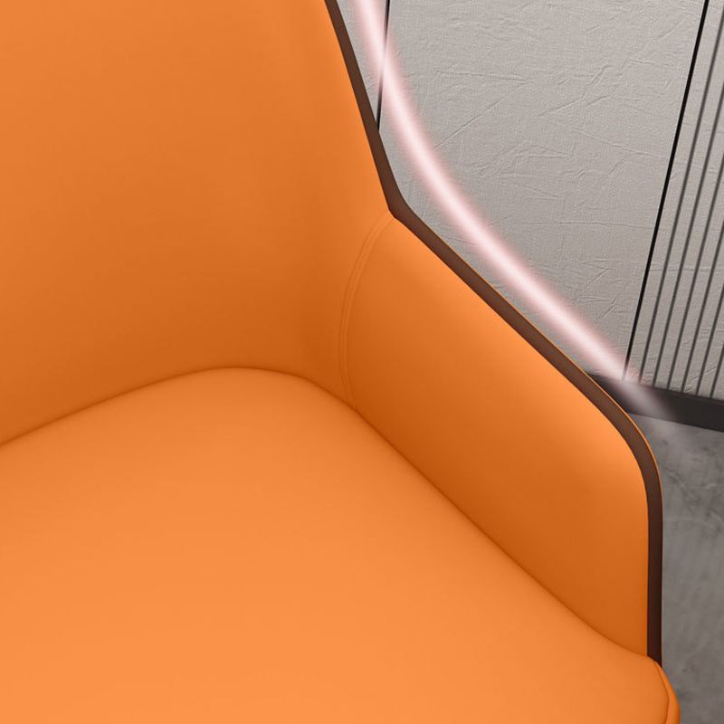 Glam Style Parsons Arm Chair Leather Dining Chair for Living Room