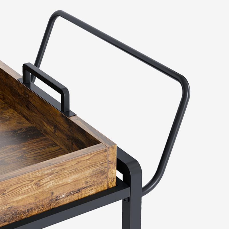 Modern Style Metal Prep Table 31.5"H Rolling Wood Prep Table with Open Storage Clearhalo 'furn' 'furn_kitchen_islands_carts' 'Furniture' 'Kitchen & Dining Furniture' 'Kitchen Islands & Carts' 'kitchen_islands_carts' 1200x1200_eac4a3a1-04aa-4d2e-9584-12cb36b2feda