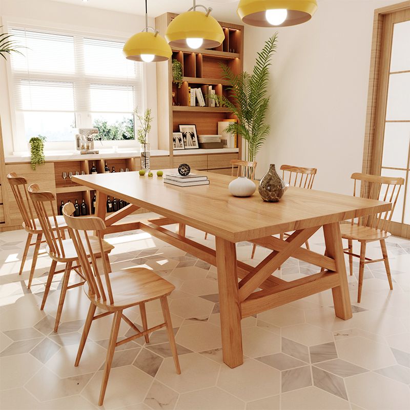 Simplicity Pine Solid Wood Dining Table Rectangular Table in Wood Color with Four-leg Clearhalo ' dining_table' 'Dining Tables & Seating' 'Dining Tables' 'furn' 'furn_dining_table' 'Furniture' 'furniture_dining_table' 'Kitchen & Dining Furniture' 'kitchen&dining_furn' 'kitchen' 'kitchen_dining_table' 1200x1200_eac5d2bf-a1f4-461a-bd20-4629588659e4