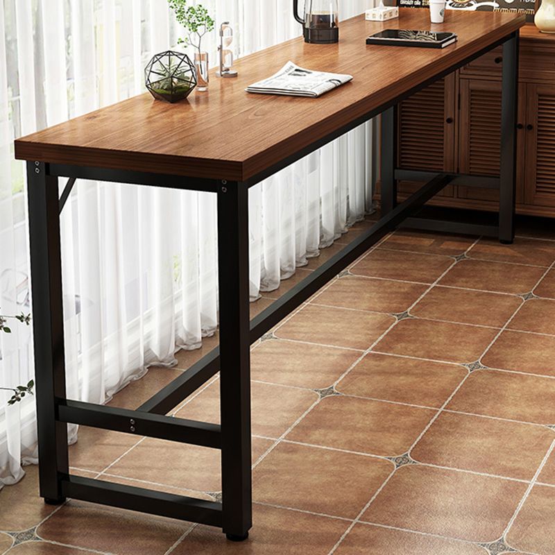 Mesa de bar de madera fabricada, mesa de pub moderna con estructura metálica para lugares pequeños