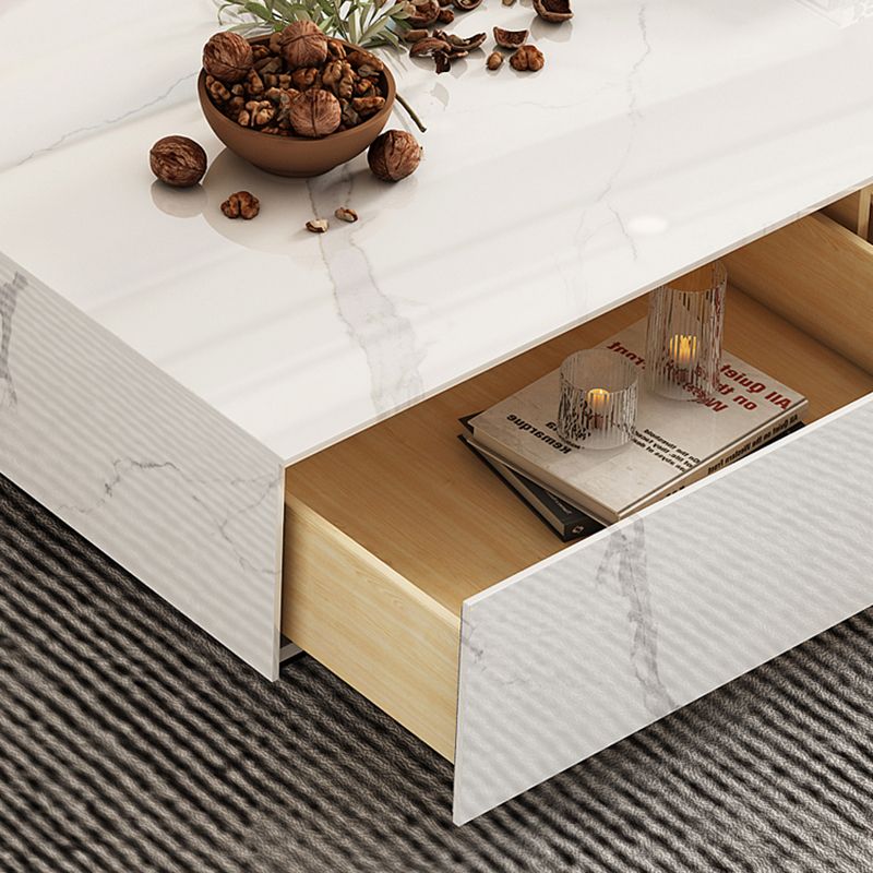 9.06 "H -TV -Ständer zeitgenössischer Stil weiße geschlossene Speicher -TV -Konsole mit Schubladen