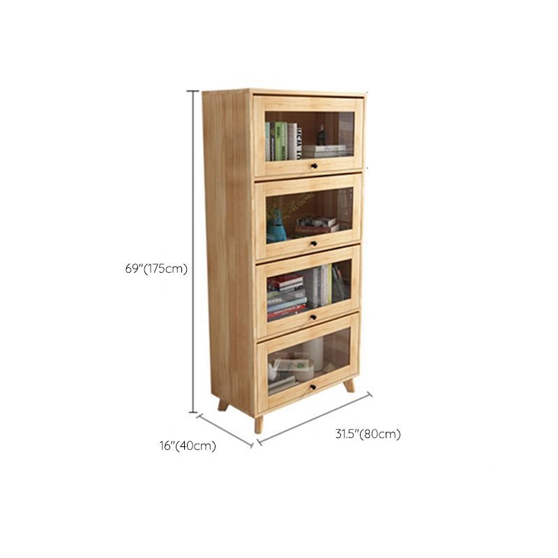 Armoire de rangement en bois massif naturel 31,5 pouces de large armoire d'accent de porte en verre de largeur