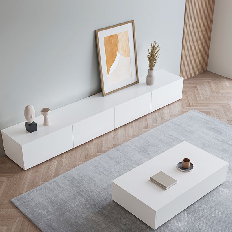 Faux Wood TV Console Contemporary White 2 / 4 Drawers Media Console Clearhalo 'furn' 'furn_tv_stands_entertainment_centers' 'Furniture' 'Living Room Furniture' 'TV Stands & Entertainment Centers' 'TV Stands & Media Storage Furniture' 'tv_stands_entertainment_centers' 1200x1200_eaca7f43-a4b3-49a4-825a-5bacbe792e2e