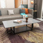 Glam 17.7" H Frame Cocktail Table Rectangular Slate Coffee Table with Floor Shelf