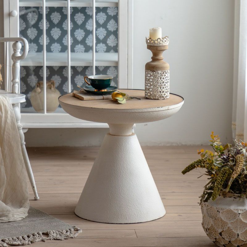 Tavolo da parte superiore rotondo in legno 18,9 "Fine piedistallo alto