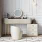 White Mirrored Make-up Vanity Glass Top Dressing Table Stool Set Clearhalo 'Bedroom Furniture' 'furn' 'furn_makeup_vanities' 'Furniture' 'Makeup Vanities' 'makeup_vanities' 1200x1200_ead1b4a6-1001-4023-97f4-817d8fb2da22