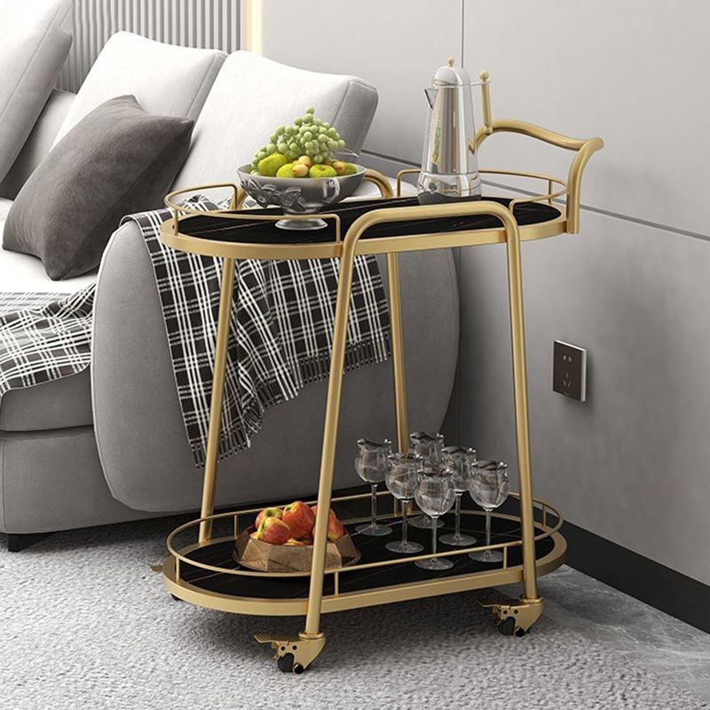 Hedendaagse ovale metalen prep Tabel 26.77 "W rollende voorbereidingstafel voor eetkamer