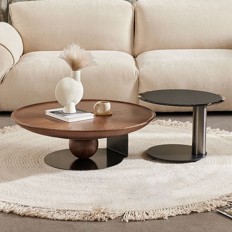 Modern Round Wood Single Coffee Table Pedestal Bunching Tables Clearhalo 'Coffee & Accent Tables' 'Coffee Tables' 'coffee_tables' 'furn' 'furn_coffee_tables' 'Furniture' 'Living Room Furniture' 1200x1200_ead462ec-d813-43ba-a24b-496eef0ce9d6