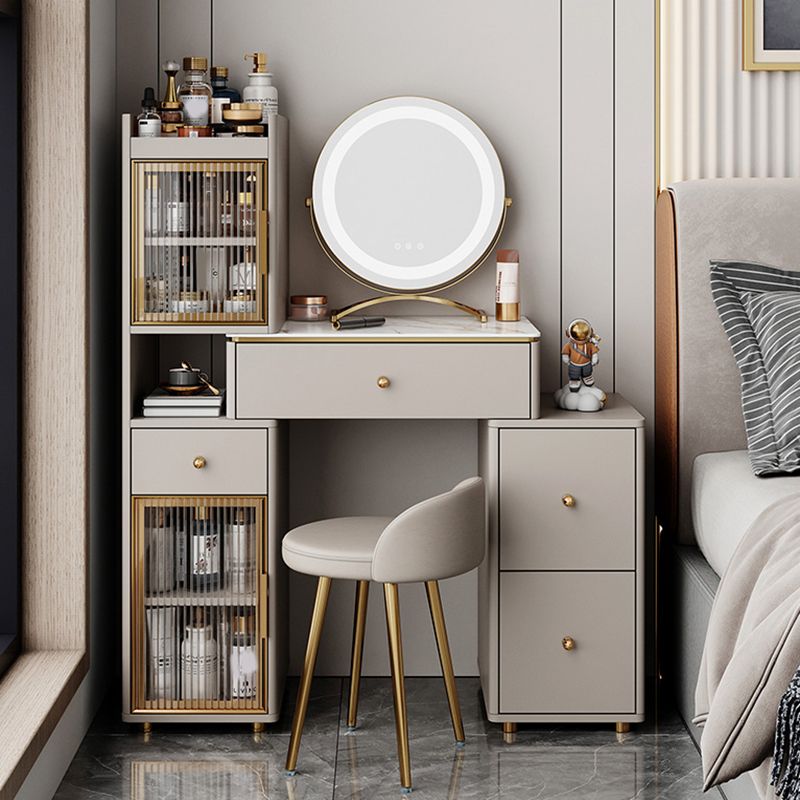 15" Wide Glam Vanity Table White Wooden Make-up Vanity with Drawer