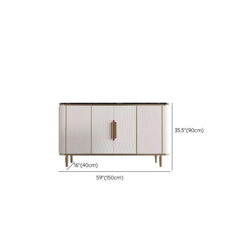 Gambe metalliche Sideboard bianca Tabella 35,4 "supporto a buffet alto con archiviazione