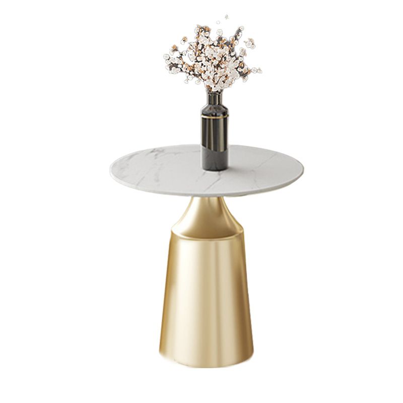 Modern Round Dining Table Glossy White Stone Top Table for Home Clearhalo 'Dining Tables & Seating' 'Dining Tables' 'dining_table' 'furn' 'furn_dining_table' 'Furniture' 'Kitchen & Dining Furniture' 1200x1200_ead76150-9115-4eb4-b1c8-f3e7615c1435